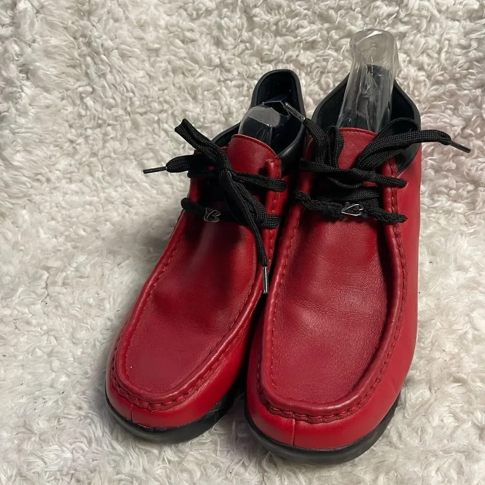 Buffalino B-Boots Men's Leather Red & black trim lace up boots rubber soles SZ11